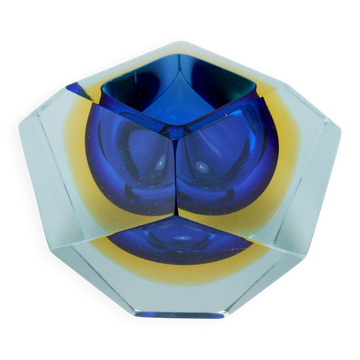 Faceted diamond caviar bowl Mandruzzato Sommerso, Murano glass, Italy, 1960s