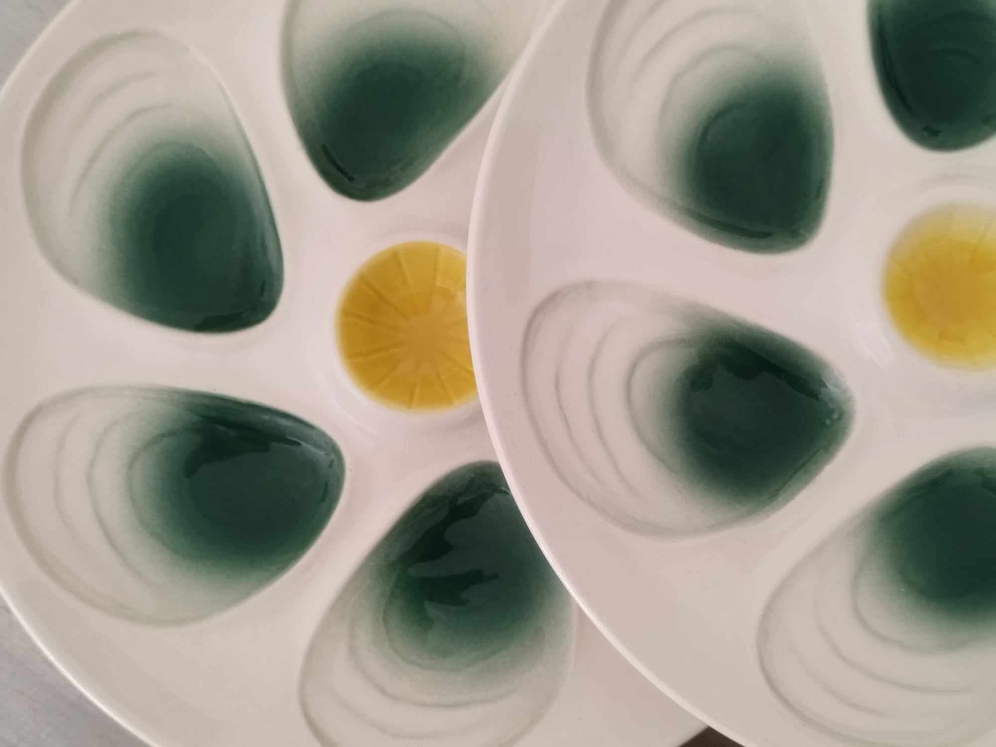 Plates Oysters Shellfish Seafood Earthenware Salins Vintage