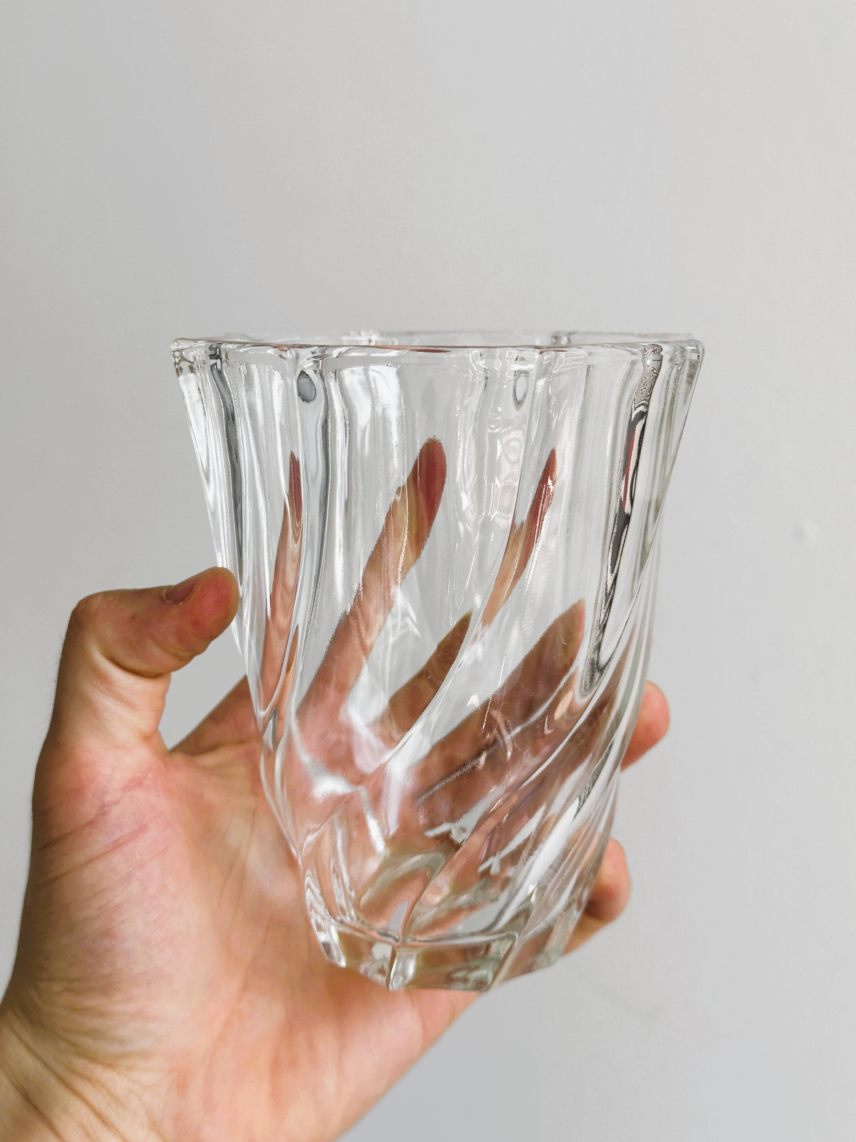 thick twisted glass vase.