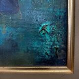 Oil on cardboard still life with fruits 1970 golden frame