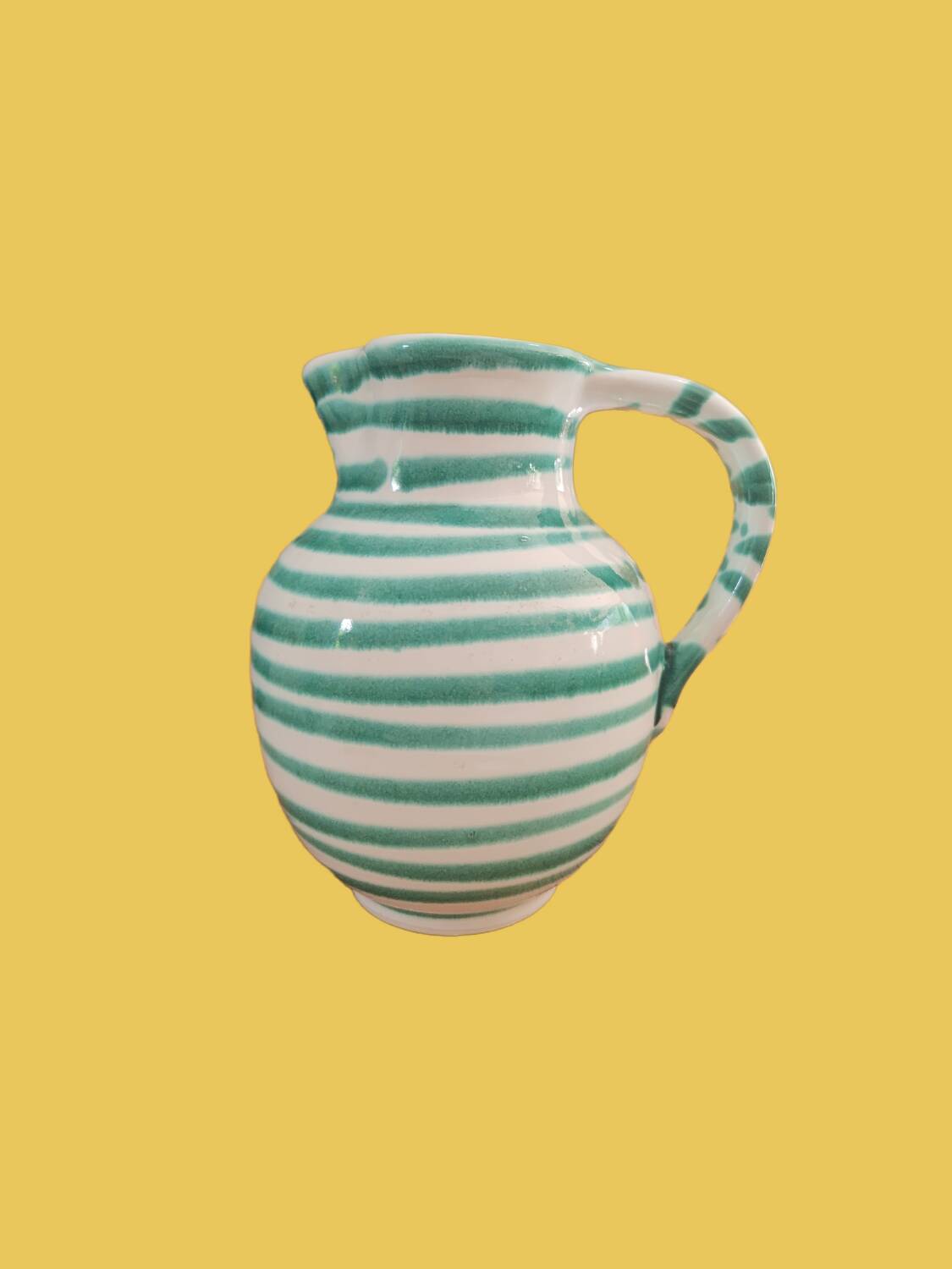 Glazed ceramic jug Gmundner Keramik – White and green stripes