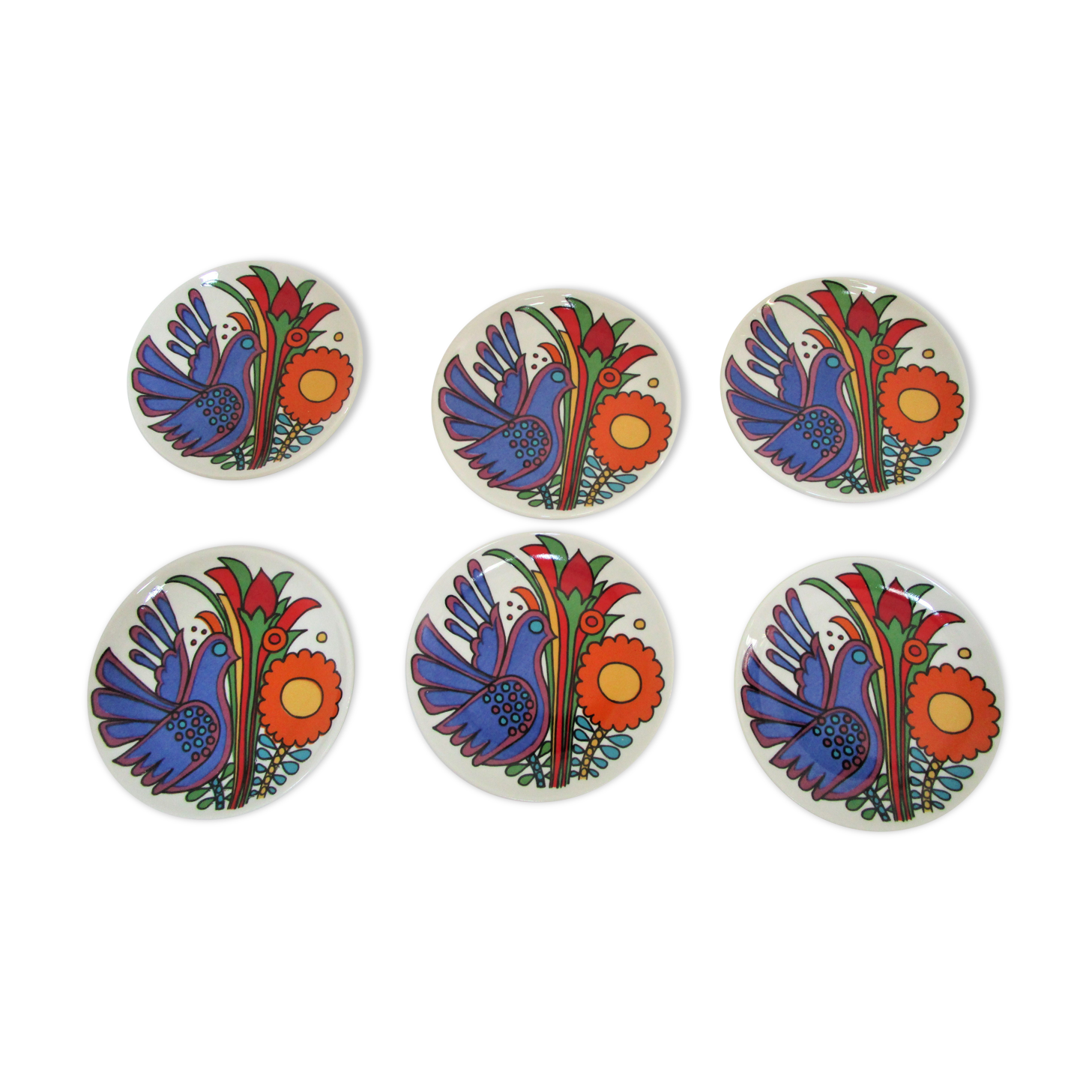 Six butter plates Acapulco Villeroy and Boch 70s