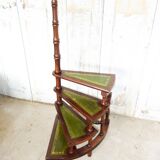 Escalier de Bibliothèque en bois et cuir – Escabeau Spirale Style Victorien