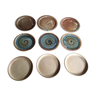 Series of 9 stoneware plates