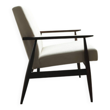 Vintage armchair in light beige corduroy designed by H. Lis.
