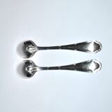 Ercuis set of 2 Trianon silver-plated dessert spoons with crossed ribbon, 15 cm