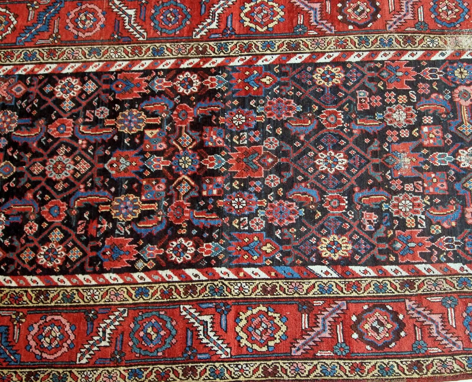 Handmade antique Persian Bakshaish runner 97cm x 375cm 1880s