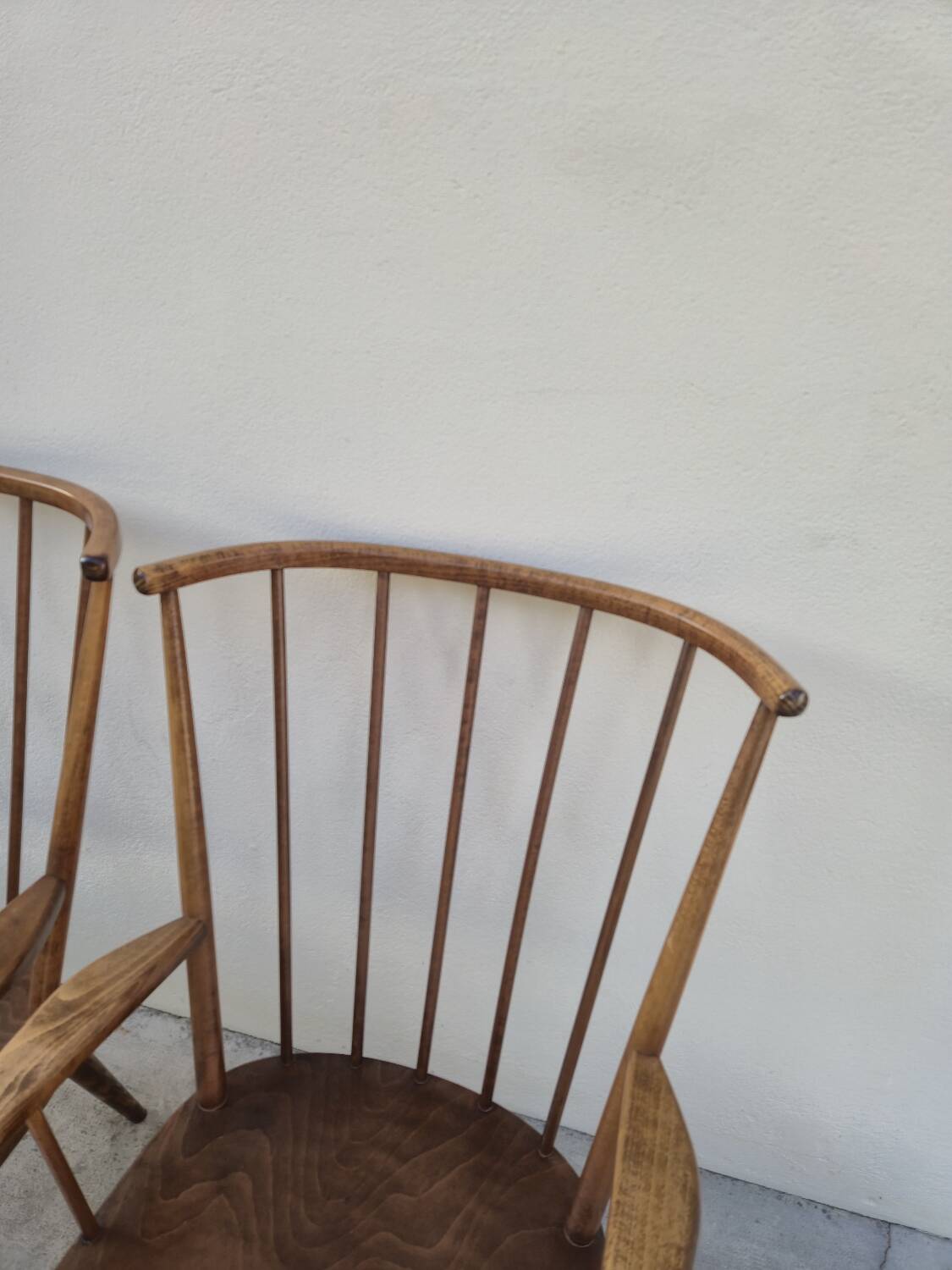 Pair of Baumann armchairs, signed, vintage Fan model