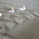 14 antique glass knife rests / ducks