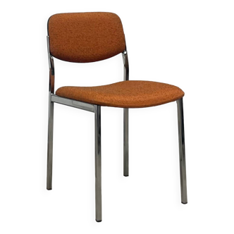 Chaise vintage chrome / tissu orange