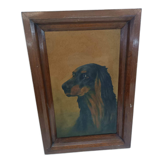 Ancien tableau peinture à l’huile chien vintage signé L.Génard