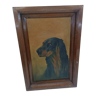 Ancien tableau peinture à l’huile chien vintage signé L.Génard