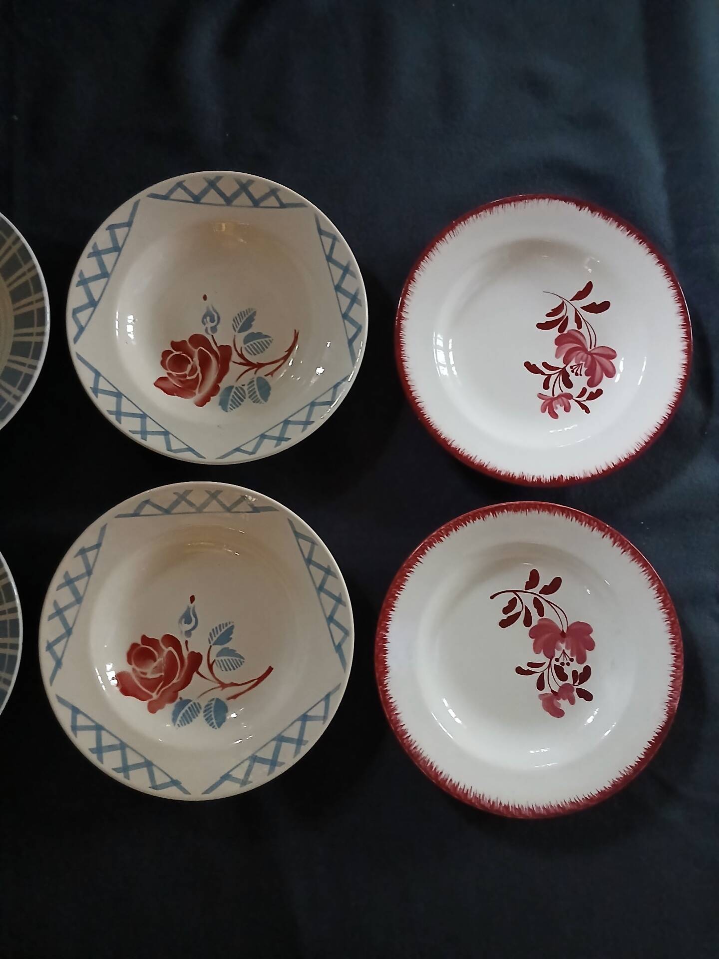 8 mismatched antique deep plates