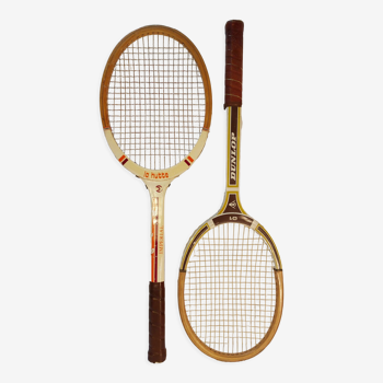 Lot de 2 raquettes de tennis vintage en bois dunlop et la hutte - 69 cm