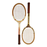 Set of 2 vintage wooden tennis rackets dunlop and la hutte - 69 cm