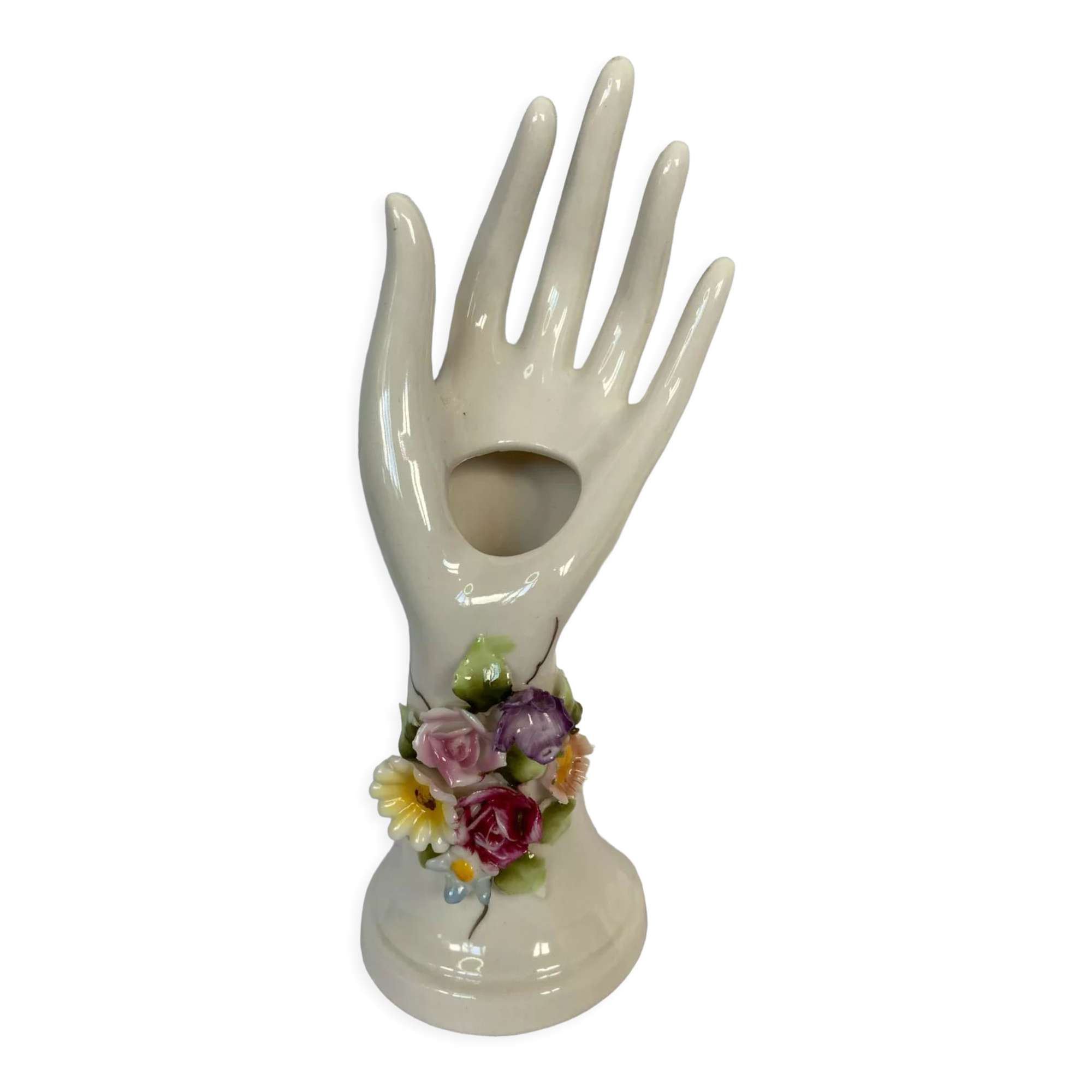 Soliflore vase, vintage hand ring