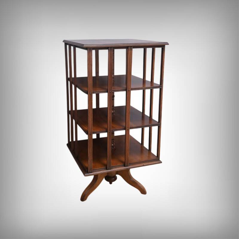 Large Revolving Bookcase in Solid Mahogany – Late 19th Century