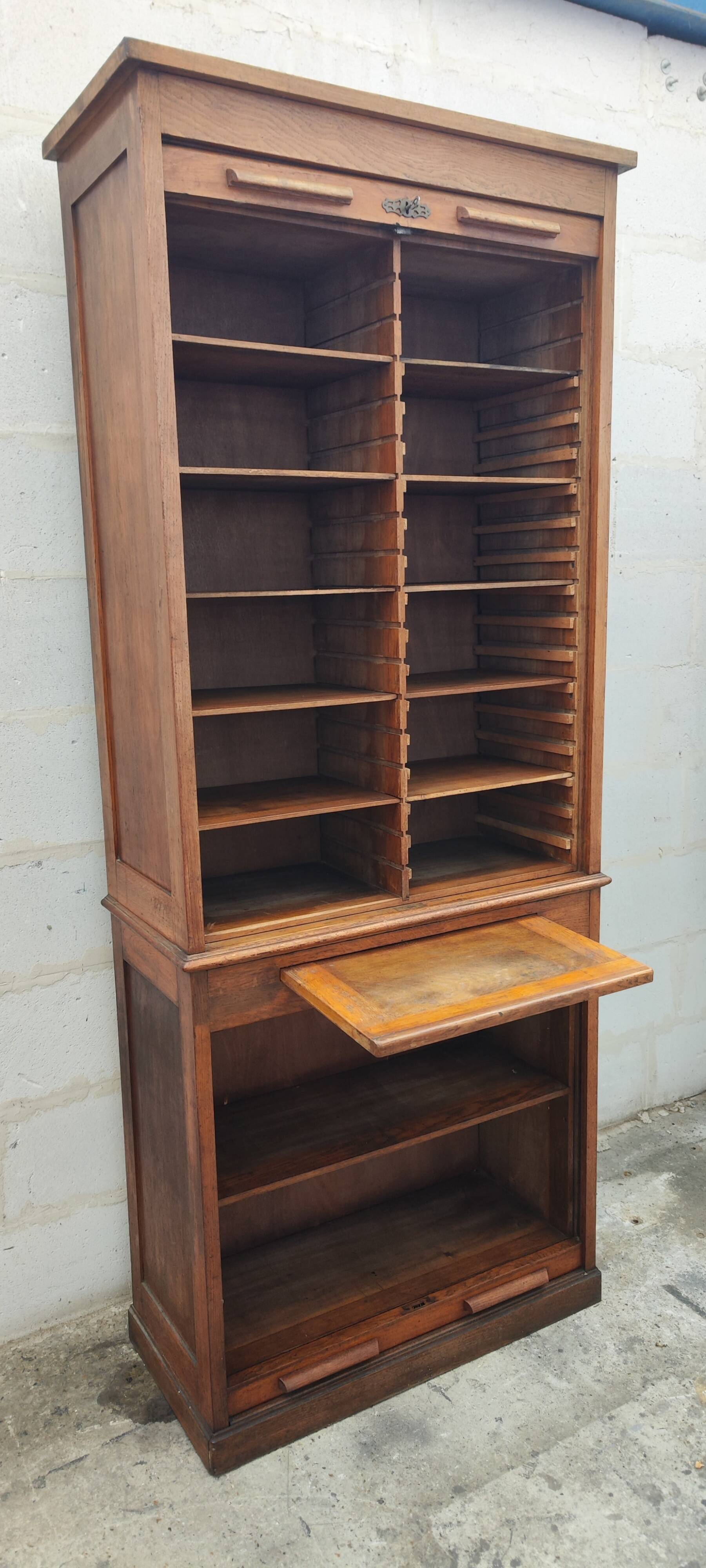 Old oak curtain filing cabinet