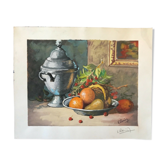 Very beautiful still anonymous gouache first half of the 20th century