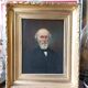 Painting Portrait of an ancient man 19th with gilded wooden frame