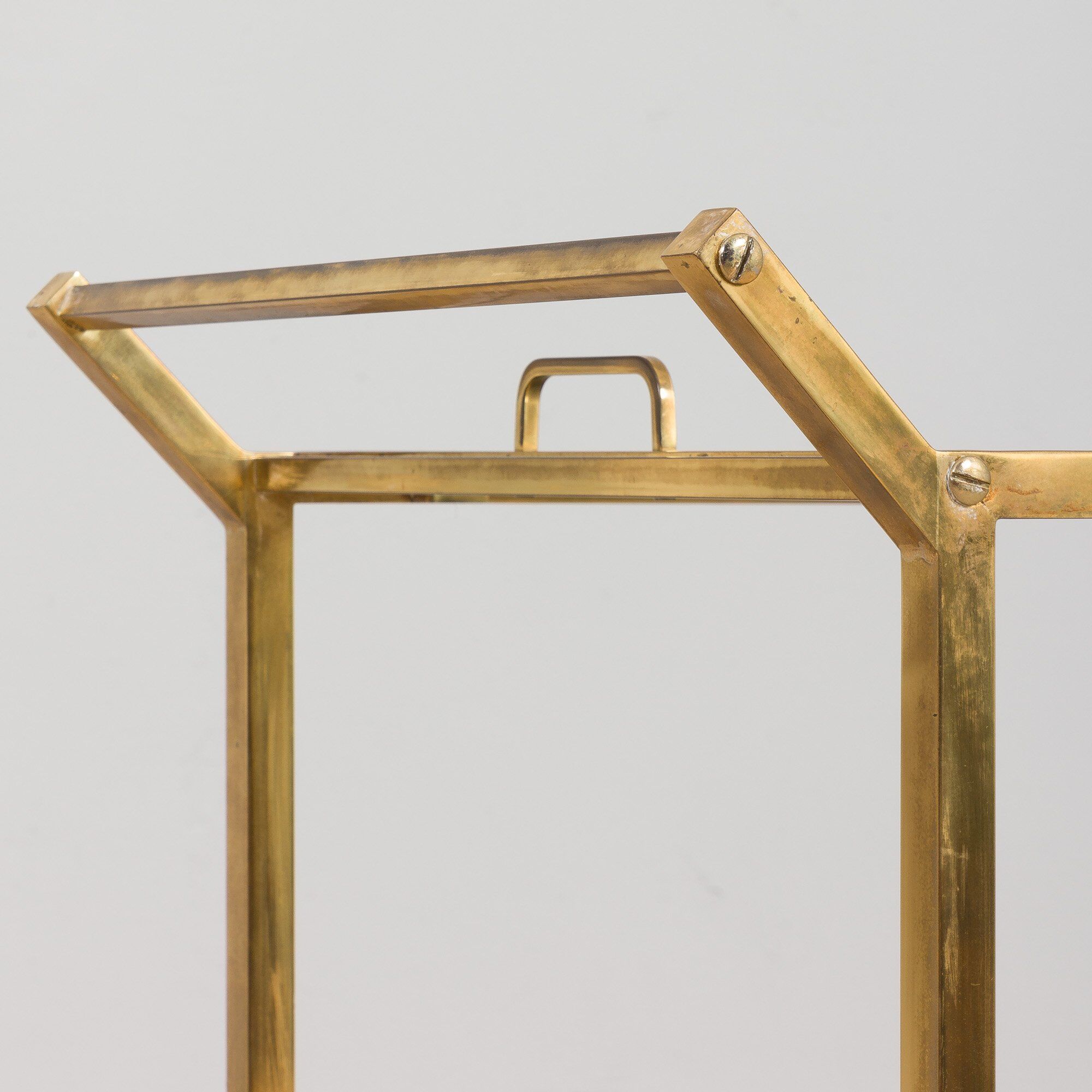 Mid-century italian brass bar cart with portable tray, 1960s
