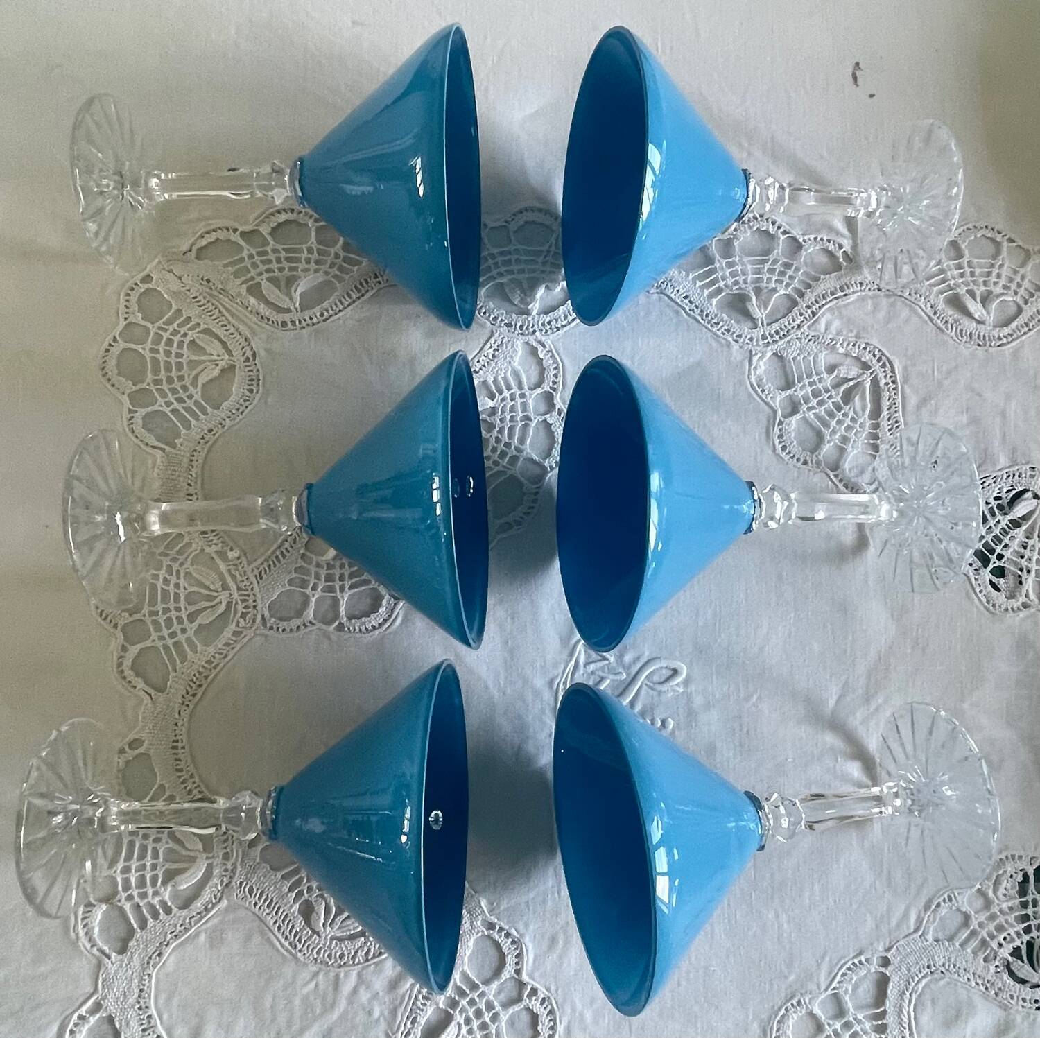 6 crystal cocktail glasses