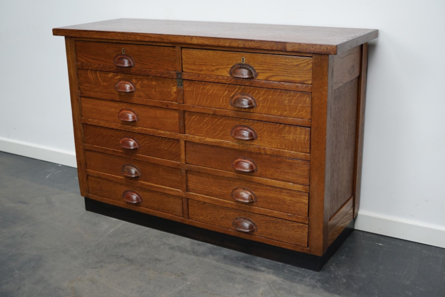 Dutch apothecary furniture in oak mid-twentieth century