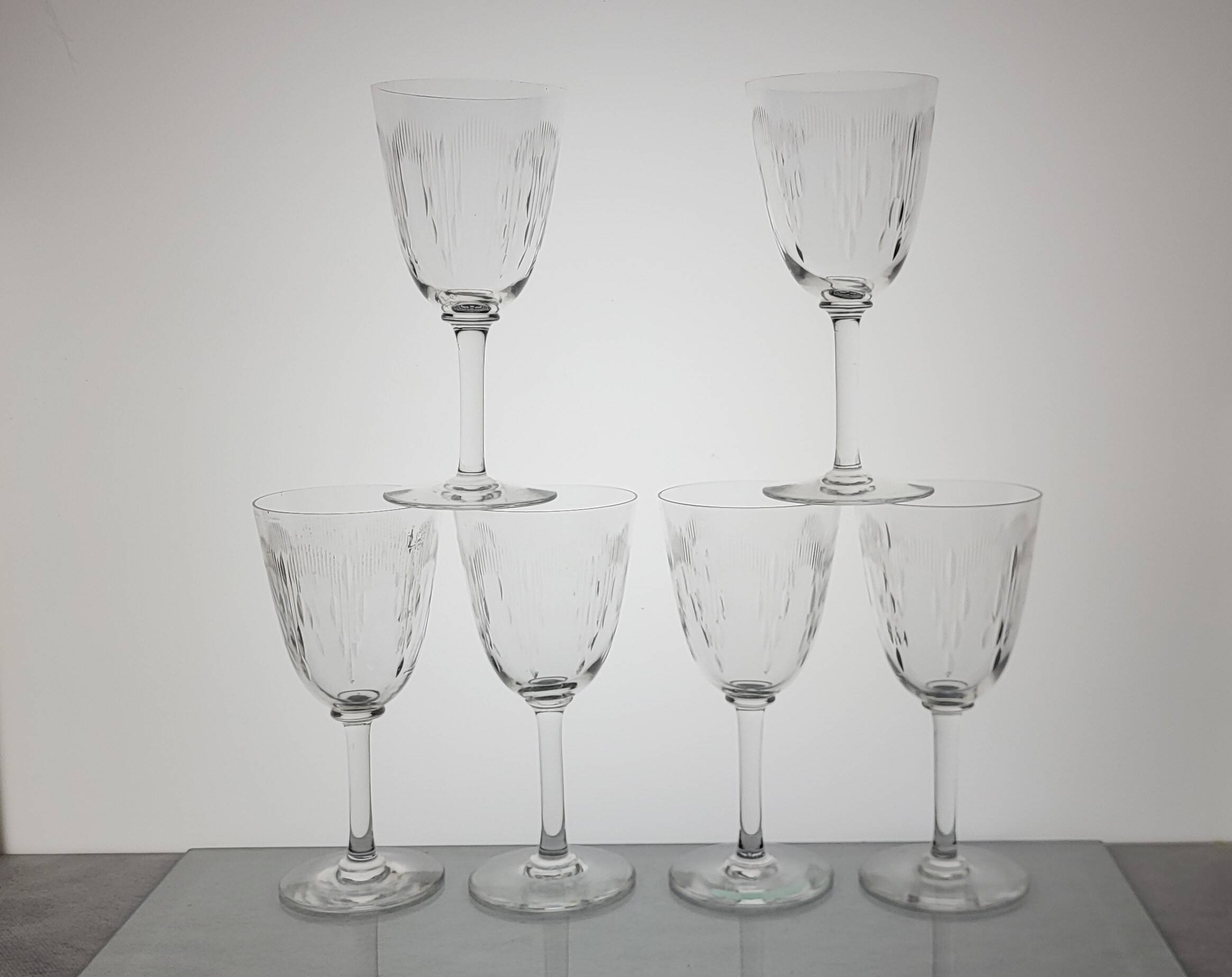 6 Baccarat crystal water/wine glasses, Molière model