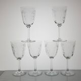 6 Baccarat crystal water/wine glasses, Molière model