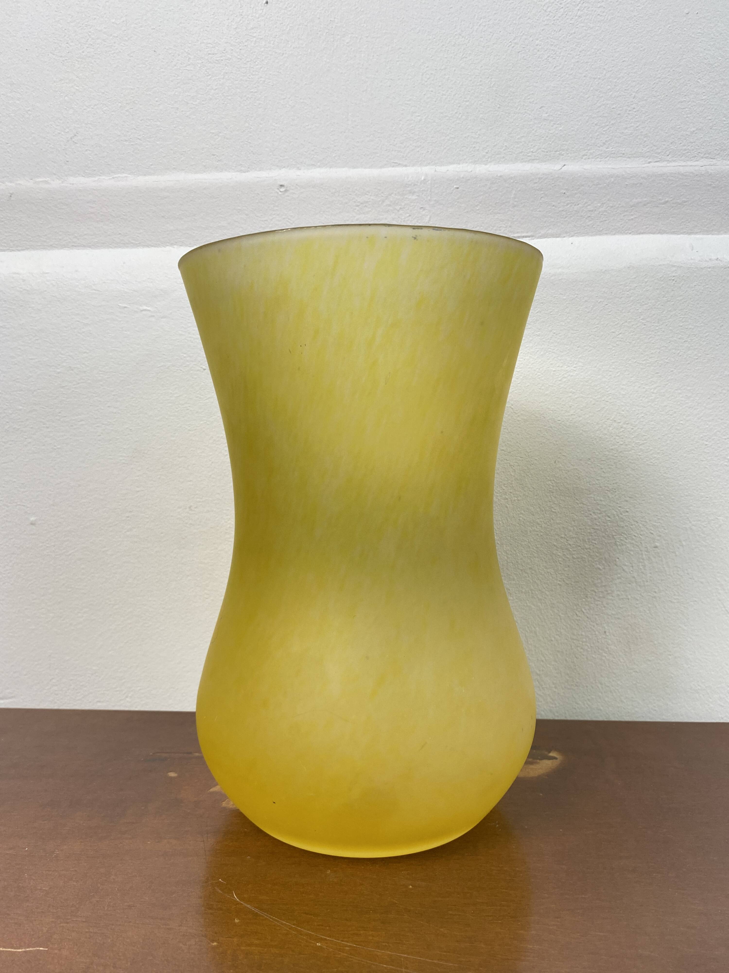 Yellow glass paste vase from the early 20th century signed Lily