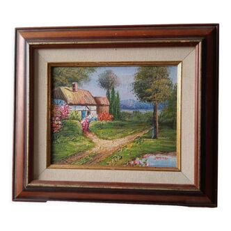 Oil on canvas house in the countryside signed jason