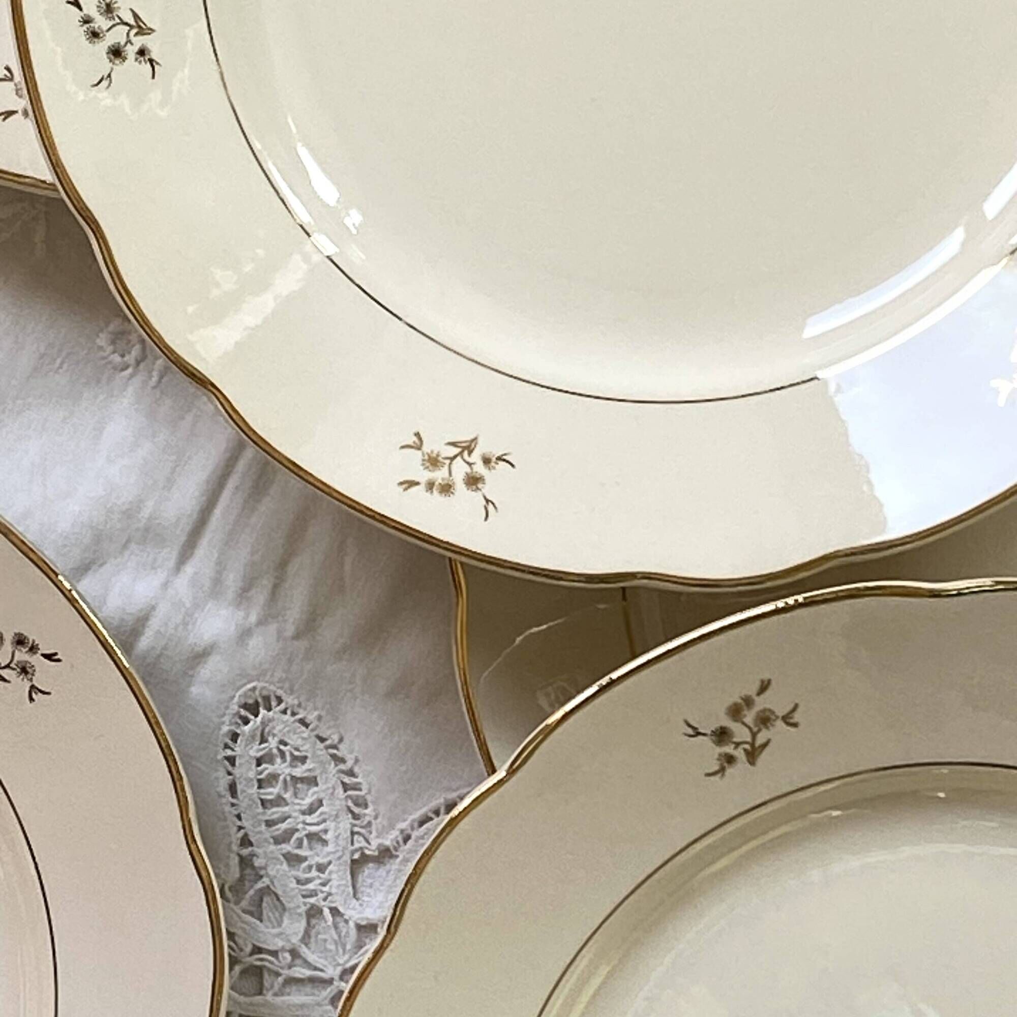 6 flat earthenware plates in beige and gold Villeroy Boch ACC-7227