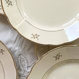 6 flat earthenware plates in beige and gold Villeroy Boch ACC-7227