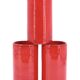 Six cylindrical red ceramic glasses, 1970s