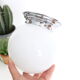 Plafonnier opaline boule sur socle inox