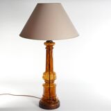 Scandinavian Modern Amber Glass Table Lamp by Miranda, 1970s