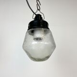 Industrial Bakelite Pendant Light with Frosted Glass, 1970s