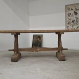 Large 19th century elm monastery table with solid top