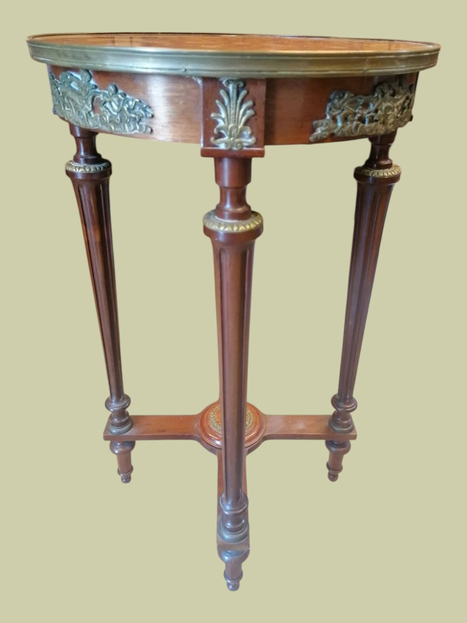 Table d'appoint / sellette / guéridon à l'antique - Bois, bronze et marbre
