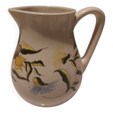 Moustiers style floral motif earthenware pitcher signed