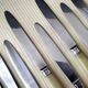 12 cheese or fruit knives "Aux 2 lions" with bovine horn handles