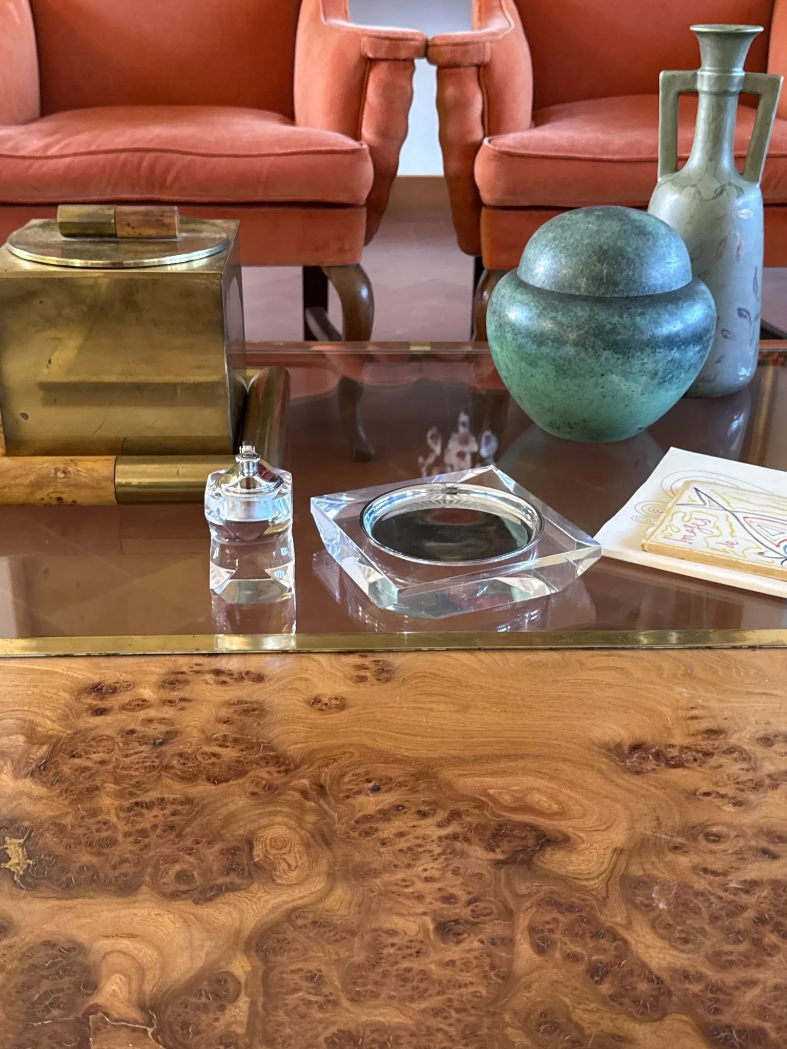 Hollywood regency lucite smoking set, Italy 1970