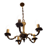 Bronze chandelier 5 branches leaf pattern