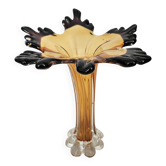 Grand vase en verre d'art couleur ambrée vintage - Hauteur 32cm