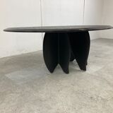 Vintage black stone coffee table, 1980s