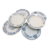 Series of 6 mismatched dinner plates.