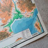 Old physical France map N°11 Hatier Kaeppelin cardboard.