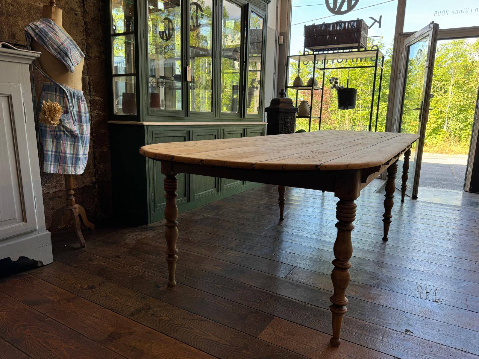 Large raw wood dining table