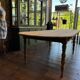 Large raw wood dining table