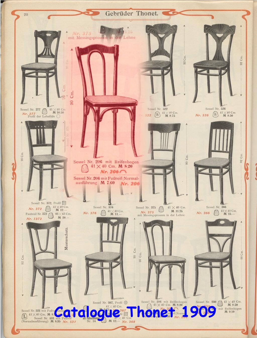 2 Thonet chairs n°206 circa 1910 Art nouveau seats